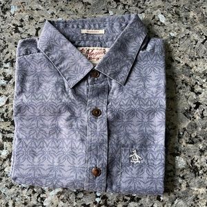 Penguin short sleeve button down shirt tropical S